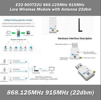 868.125MHz 915MHz LoRa Wireless Module CDSENET E22-900T22U with Antenna 22dBm LBT RSSI Long Distance 5Km USB Low Power 7866 фото