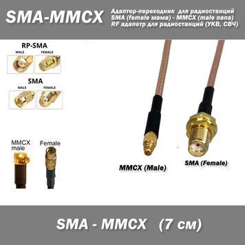 Перехідник SMA Female - MMCX Male  7 см 4211-5 фото