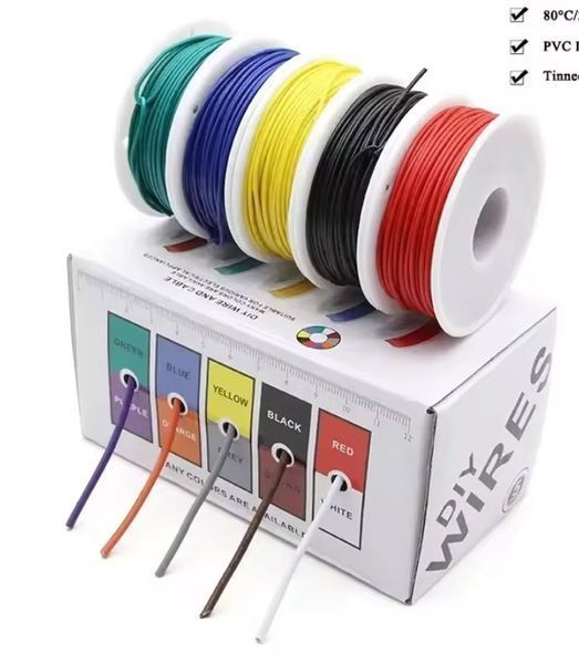 UL1007 AWG28 набор проводов 5&times;10 м (1,2 мм / 0.08 мм&sup2;) DIY Silicone Tinned Copper Electronic Wire 8254 фото