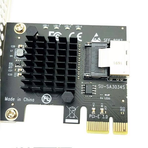 Контроллер miniSAS 8087 SATA (ASMedia1064) 4-Port SATA3 6G SSD PCIe x1 Adapter расширитель портов 8031 фото