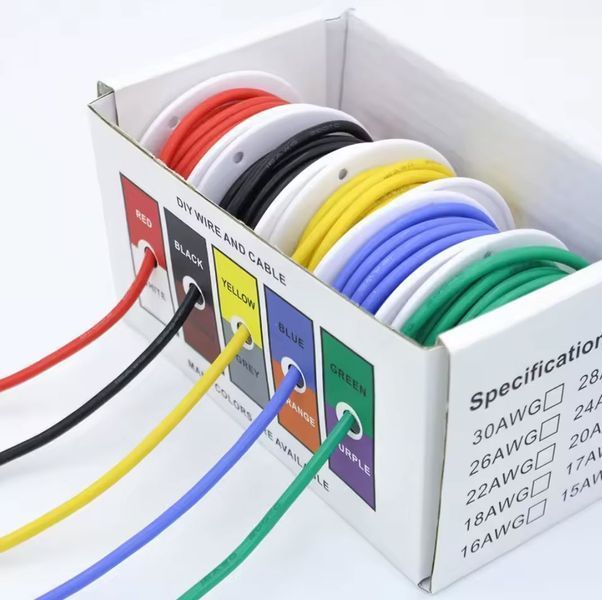 UL1007 AWG28 набор проводов 5&times;10 м (1,2 мм / 0.08 мм&sup2;) DIY Silicone Tinned Copper Electronic Wire 8254 фото
