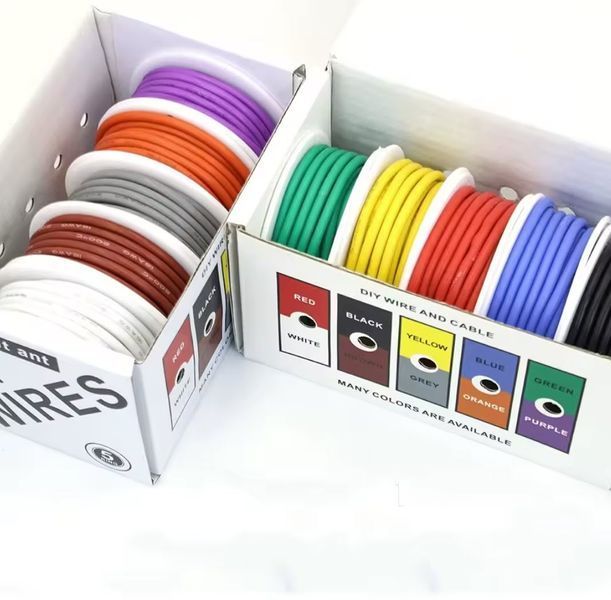 UL1007 AWG28 набор проводов 5&times;10 м (1,2 мм / 0.08 мм&sup2;) DIY Silicone Tinned Copper Electronic Wire 8254 фото