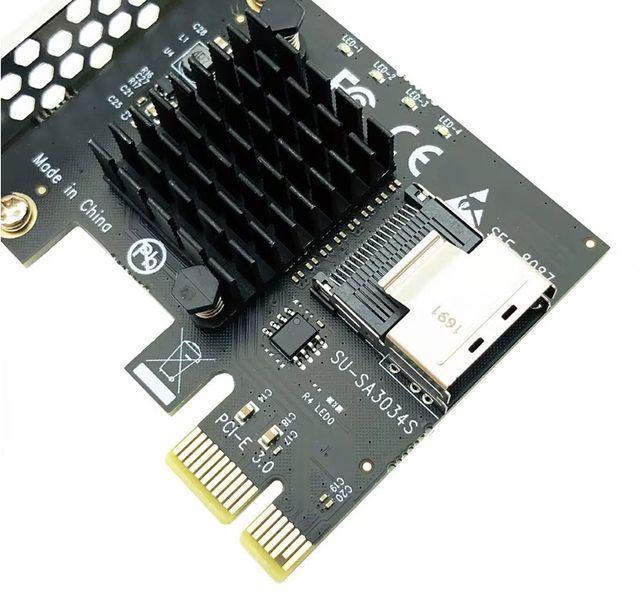 Контроллер miniSAS 8087 SATA (ASMedia1064) 4-Port SATA3 6G SSD PCIe x1 Adapter расширитель портов 8031 фото