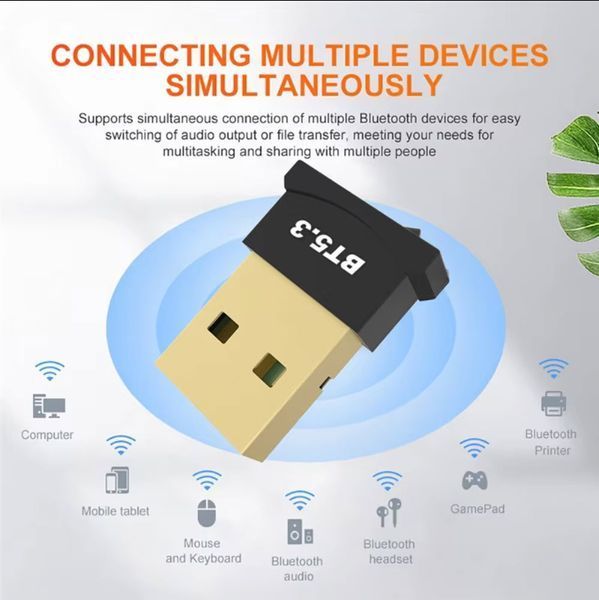 USB v 5.3 Bluetooth Dongle (AT8891) для компьютера ноутбука автомагнитолы Adapter Transmitter Receiver Audio 2 7905 фото