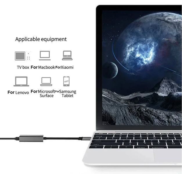 Адаптер Ethernet LAN USB 3.0 Type-C 1000 Мбіт/с, мережевий контролер карта RJ45 для MacBook, Windows, Android, iPad Pro 2018, Surface Book 2, Chromebook, Lenovo Yoga 720/910/920 8301 фото