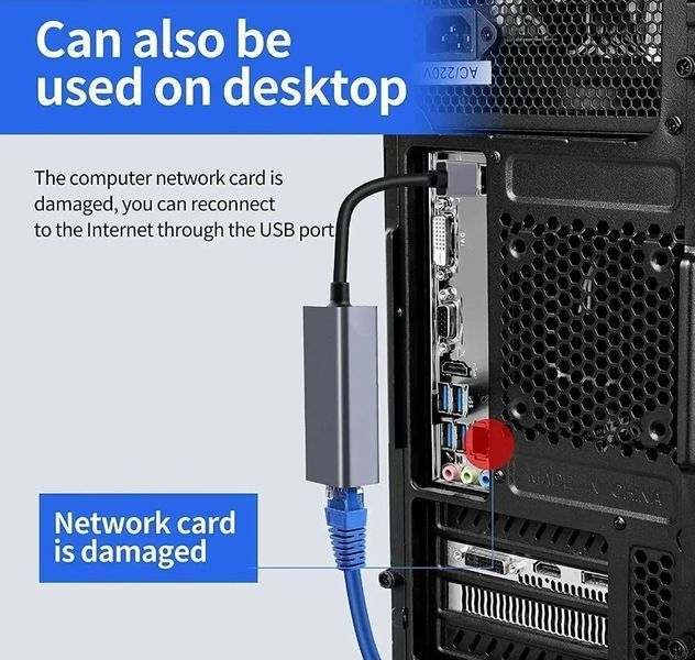 Адаптер Ethernet LAN USB 3.0 Type-C 1000 Мбіт/с, мережевий контролер карта RJ45 для MacBook, Windows, Android, iPad Pro 2018, Surface Book 2, Chromebook, Lenovo Yoga 720/910/920 8301 фото