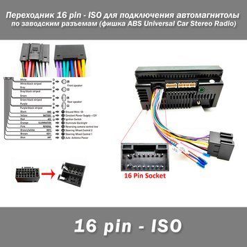 Адаптер переходник 16 pin (22*10 мм) - ISO (мама) для подключения автомагнитолы по заводским разъемам фишка VA 7586 фото