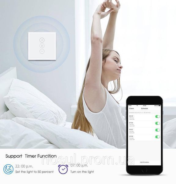 WiFi выключатель с диммером сенсорный с регулировкой яркости света и функцией управления телефоном по WiFi 5119 фото