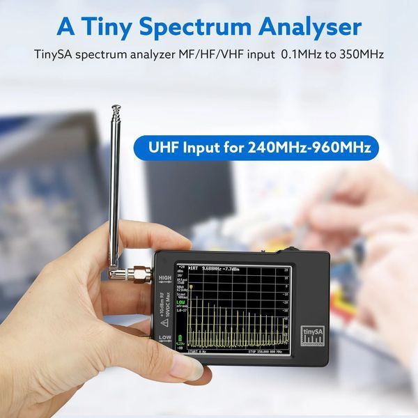 TinySA 2.8" Version V0.3.1_E аналізатор частот портативний (LOW: 0.1...350 МГц; HIGH: 240...960 МГц) захист від 7810 фото