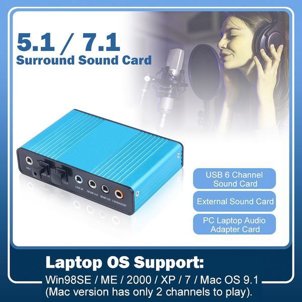 USB внешняя звуковая карта Kebidu Sound Card 6 канальная SPDIF 5.1 Optical External Audio Car 5773 фото