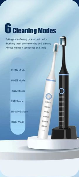 Электрическая зубная щетка Smart USB Rechargeable Teeth Clean Whitening Sonic Toothbrush Зубная щетка 7844 фото