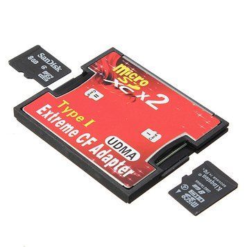 Адаптер Compact Flash (CF) - 2*TF/microSD (под 2 флешки) Type I двухпортовый кардридер HEXIN TF Compact Flash 3204 фото