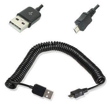 Кабель USB - micro USB AM микро 5P USB 2.0 spiral 1м (спиральная навивка) удлинитель (папа-папа) male MM 3476 фото