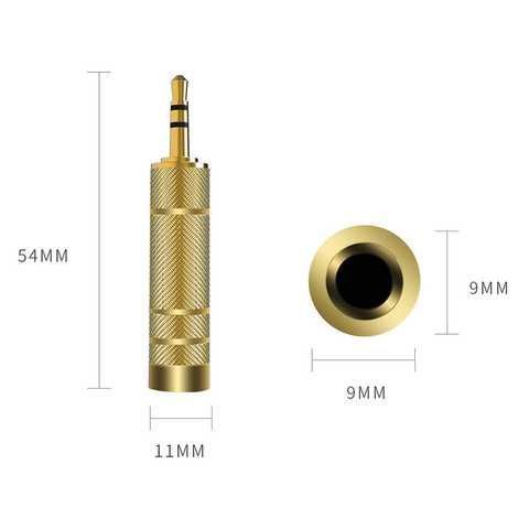Переходник TRS для микрофона 6.3 мм jack 3 pin (мама female) - 3.5 мм mini jack (папа male) 3 pin stereo золот 7723 фото