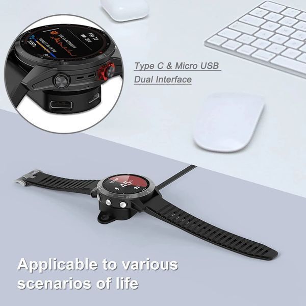 Зарядное устройство площадка (micro USB + USB Type-C) для часов Garmin Fenix EPIX Instinct Tactix Venu erunner 7558 фото