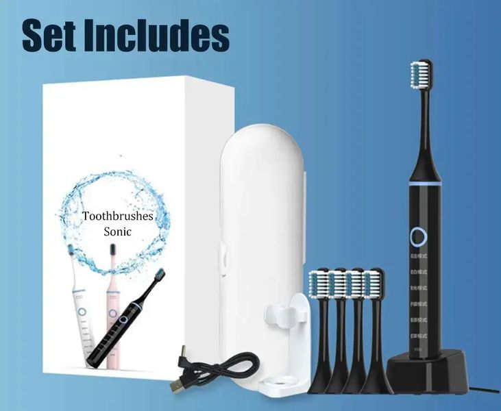 Электрическая зубная щетка Smart USB Rechargeable Teeth Clean Whitening Sonic Toothbrush Зубная щетка 7844 фото
