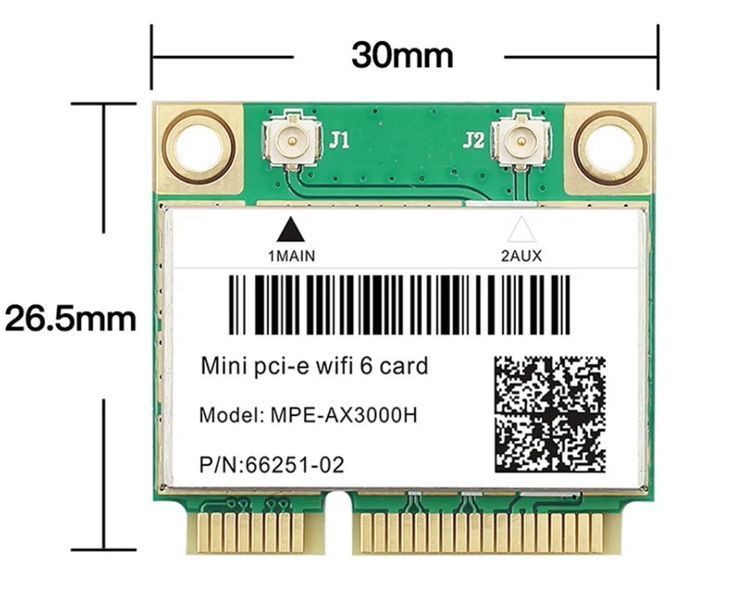 Сетевая карта MPE-AX3000H Wi-fi6 Bluetooth 5.2 Mini PCI-E Wireless двухдиапазонная беспроводная карта с блютуз для ноутбука и ПК 8279-2 фото
