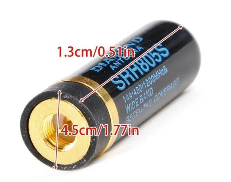 Антена Diamond SRH805S SMA-Male 144/430 МГц (4.5 см) &mdash; коротка дводіапазонна антена &nbsp;для радіостанцій YAESU, ICOM 3890 фото