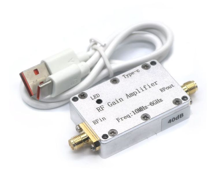 Усилитель антенный (диапазон 10 MHz...6 GHz) 50DB дБ разъем SMA female питание USB алюминиевый корпу 7837-5 фото