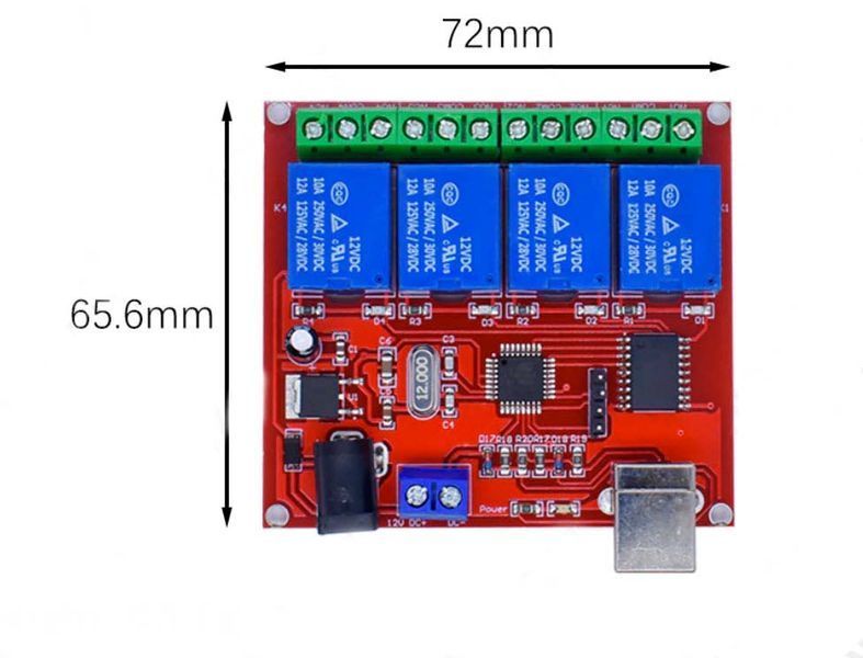 Реле 5V 4 канал USB B ULN2803 HID модуль спідній 5 В relay cchannel (Win XP 7 8 10) 5245 фото