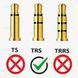 Переходник TRS для микрофона 6.3 мм jack 3 pin (мама female) - 3.5 мм mini jack (папа male) 3 pin stereo золот 7723 фото 2