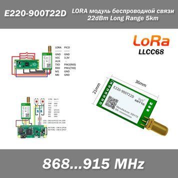 E220-900T22D LoRa модуль беспроводной связи (868MHz-915MHz) разъем под антену SMA-female LLCC68 Wireless Modul 6925 фото