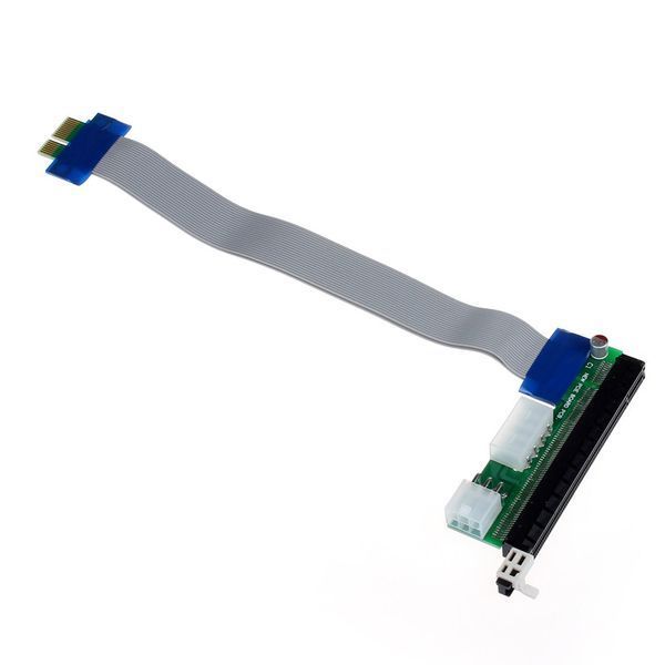 Райзер-перехідник PCI-E 1x-16х З ПІТАНІЄМ Molex 4 pin +6 pin гнучкий шлейф 1x16 райзер Extender Card PCI-E 3640 фото