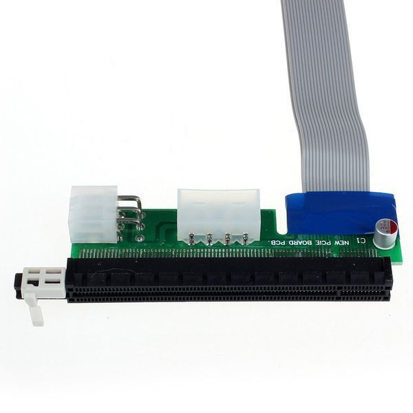 Райзер-перехідник PCI-E 1x-16х З ПІТАНІЄМ Molex 4 pin +6 pin гнучкий шлейф 1x16 райзер Extender Card PCI-E 3640 фото