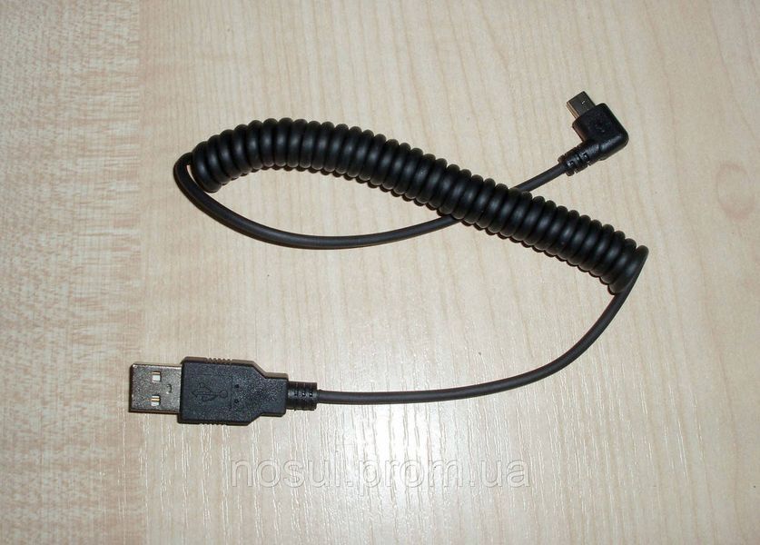Кабель USB &mdash; mini USB кутовий, спіральна навивка 1,5 м тато-тато 4661 фото