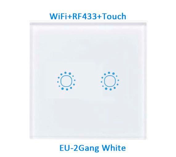 Wi-Fi вимикач сенсорний EU-2GANG двоклавішний, білий 5118 фото