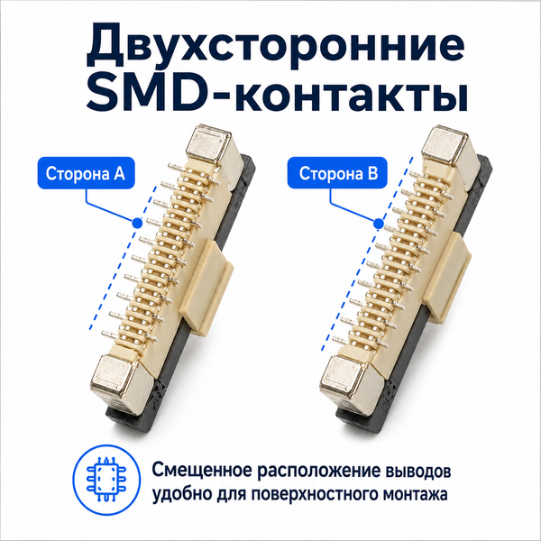 Разъем FFC FPC 0.5 мм 20 pin вертикальный 90&deg; с фиксатором для шлейфа SMD 7983 фото