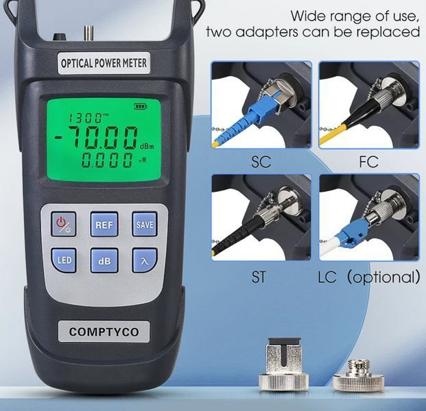 AUA-710A FC-SC-ST (-70...+10 dBi) тестер для оптичного високоточного вимірювача потужності LED-підсвітка High Precision Fiber Optic Power Meter LED Light OPM Optical Power Meter AUA-Y710A &mdash; це професійний високоточний оптичний вимірювач потужності (OPM),  3206-2 фото