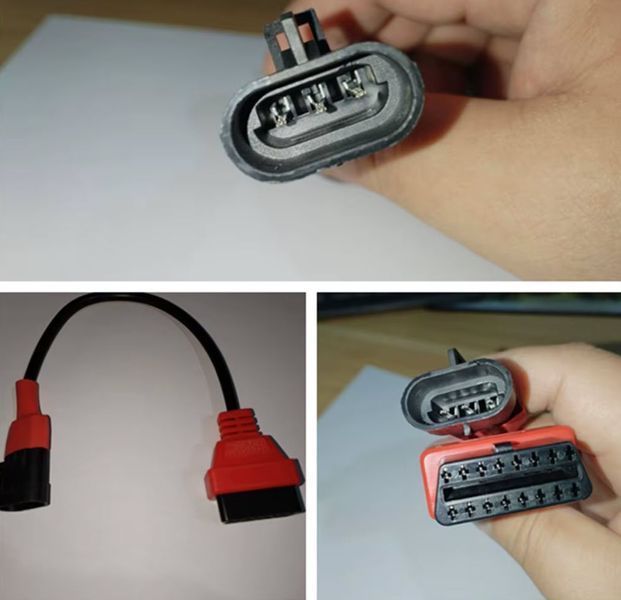 Диагностический переходник SYM/SANYANG/Moto 3-pin &rarr; OBD2 16-pin (3p To 16p Wire Adapter Motorcycle OBD Diagnostic Extension Cable Connector) 8361 фото