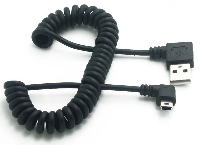 Кабель USB B angle 90 (кутовий) &mdash; mini USB angle 90 (кутовий) спіральна навивка 1,2 м "тато" &mdash; "тато" 4661-2 фото