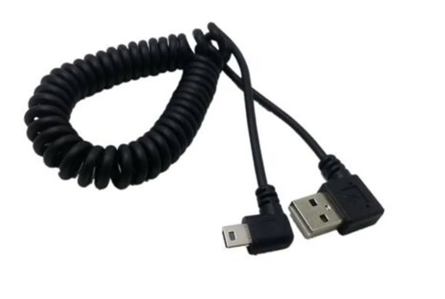 Кабель USB B angle 90 (кутовий) &mdash; mini USB angle 90 (кутовий) спіральна навивка 1,2 м "тато" &mdash; "тато" 4661-2 фото