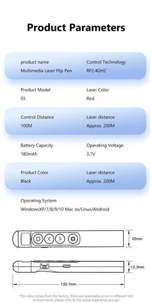 S7 презентатор бездротовий LED індикація USB заряджання PPT Remote Control Pen дистанційне проведення презентацій 7580 фото
