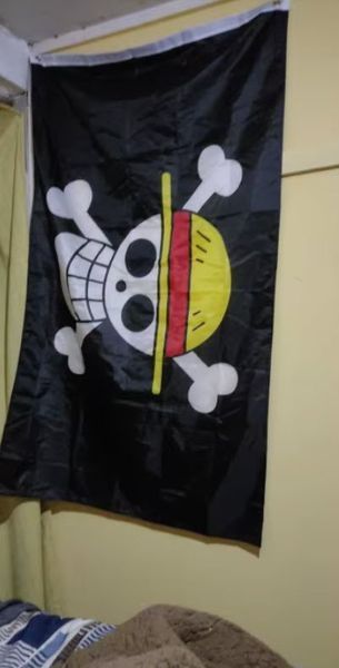 Флаг Пираты Соломенной Шляпы Pirate Monkey D.Luffy Skull Мугивара Каидзоку-дан (150*90 см)  8183 фото