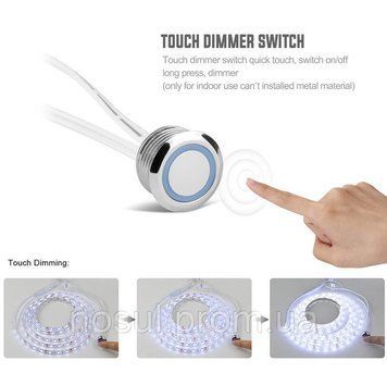 Димована сенсорна кнопка 5V-30V (2А) з підсвіткою для LED освітлення (світлодіодної стрічки) Dimmer 12V Touch 5472 фото