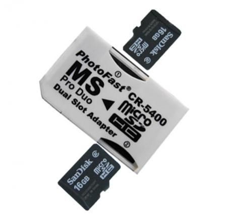 PhotoFast CR-5400 Перехідник Memory Stick Pro Duo на 2 micro SD карти для приставки 319 фото
