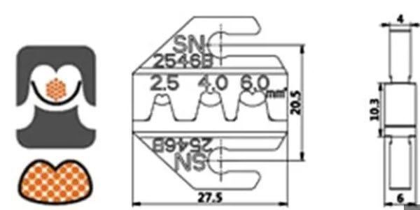 SN-2546B AWG 14-10 (2.5...6 мм2) прес форма для кліщів роз'ємів типу MC4 сонячних панелей 6837-2 фото