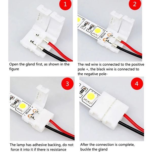 Коннектор (2 pin, 8 мм) соединитель LED 3528,5050 (12/24V) светодиодной ленты для подключения без пайки, 2-х к 6431 фото