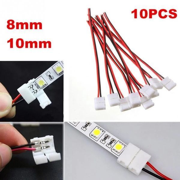 Коннектор (2 pin, 8 мм) соединитель LED 3528,5050 (12/24V) светодиодной ленты для подключения без пайки, 2-х к 6431 фото