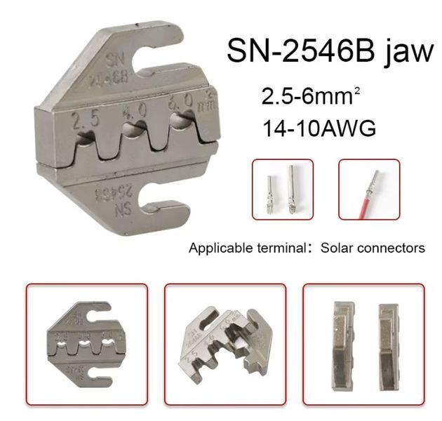 SN-2546B AWG 14-10 (2.5...6 мм2) прес форма для кліщів роз'ємів типу MC4 сонячних панелей 6837-2 фото