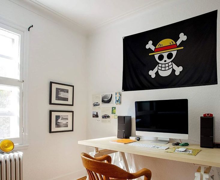 Флаг Пираты Соломенной Шляпы Pirate Monkey D.Luffy Skull Мугивара Каидзоку-дан (150*90 см)  8183 фото