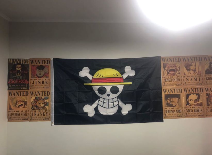Флаг Пираты Соломенной Шляпы Pirate Monkey D.Luffy Skull Мугивара Каидзоку-дан (150*90 см)  8183 фото