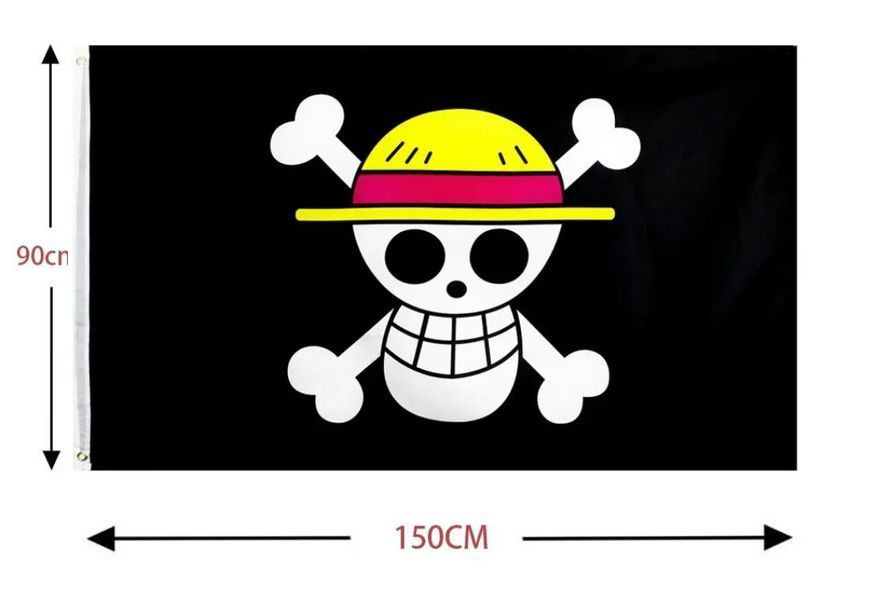 Флаг Пираты Соломенной Шляпы Pirate Monkey D.Luffy Skull Мугивара Каидзоку-дан (150*90 см)  8183 фото