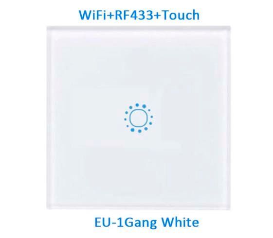 Wi-Fi вимикач освітлення сенсорний EU-1GANG одноклавішний, білий 5092 фото