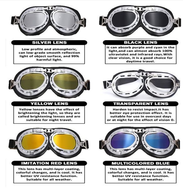 Мото очки RED BARON стимпанк хром (цвет линз: серебро) Silver Lens RED BARON авиатор Aviator-Style Red Baron Motorcycle Riding Goggles 0423-2 фото