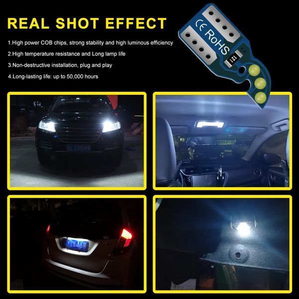 W5W T10 Led (6 COB) 1.3W 12V Car Turn (колір: білий) лампа світлодіодна автомобільна VW Nissan&nbsp;BMW Mazda Chevrolet Audi Infiniti K 7571 фото