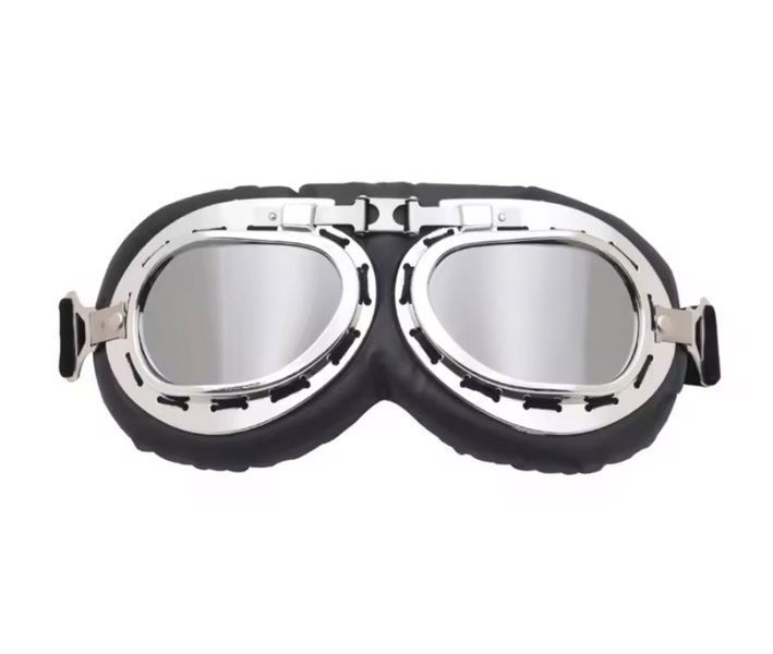 Мото очки RED BARON стимпанк хром (цвет линз: серебро) Silver Lens RED BARON авиатор Aviator-Style Red Baron Motorcycle Riding Goggles 0423-2 фото